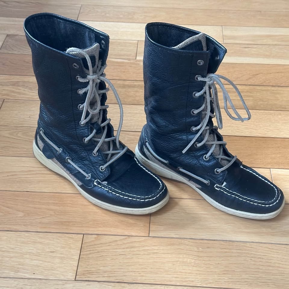 Black Leather Sperry Top Sider Lace Up Boots - photo 4
