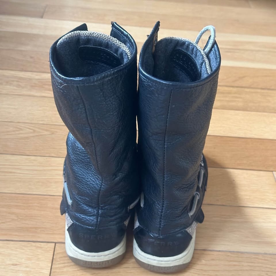 Black Leather Sperry Top Sider Lace Up Boots - photo 5