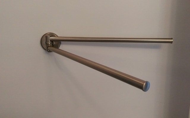Brushed Nickel Swing Out Towel Bar - Made in Italy