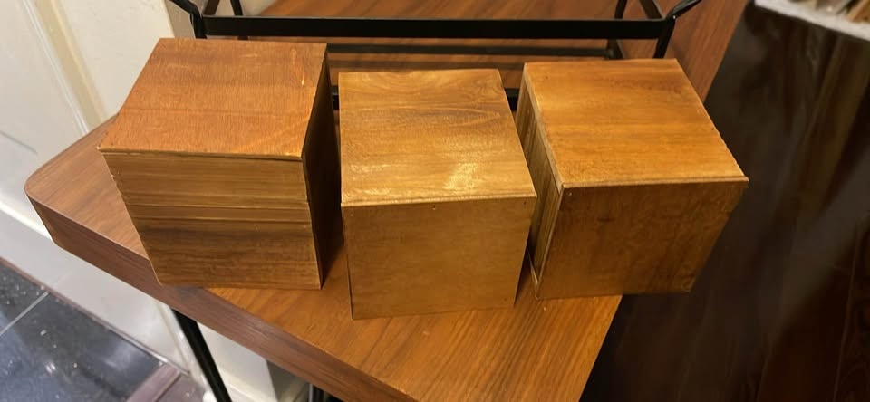 Rustic Wooden Caddy with 3 Boxes & Metal Stand - photo 4