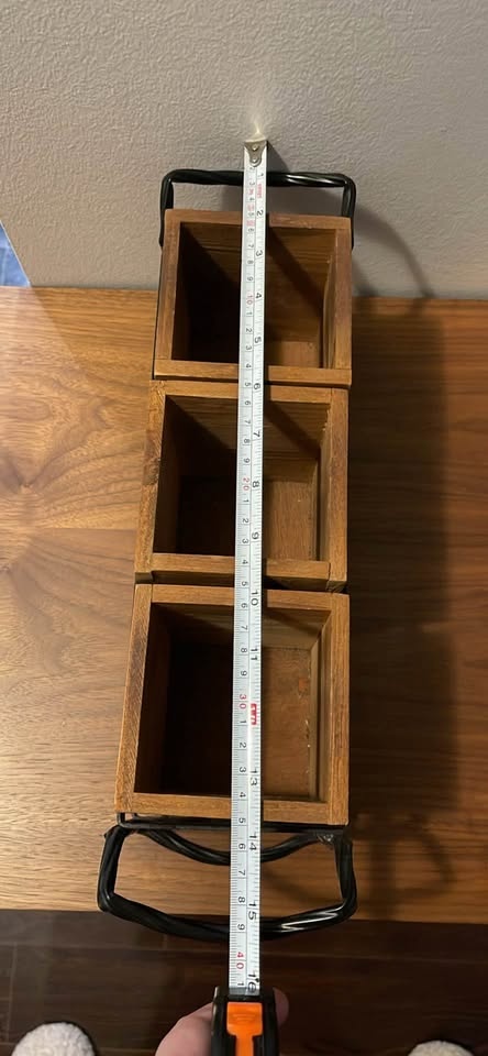 Rustic Wooden Caddy with 3 Boxes & Metal Stand - photo 5