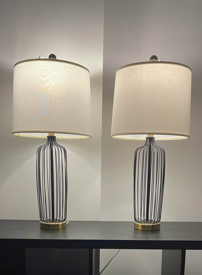 Modern Black & Gold Table Lamps Pair - photo 2