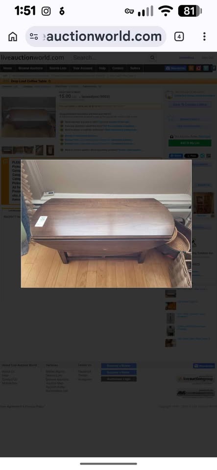 Vintage drop leaf coffee table - photo 2