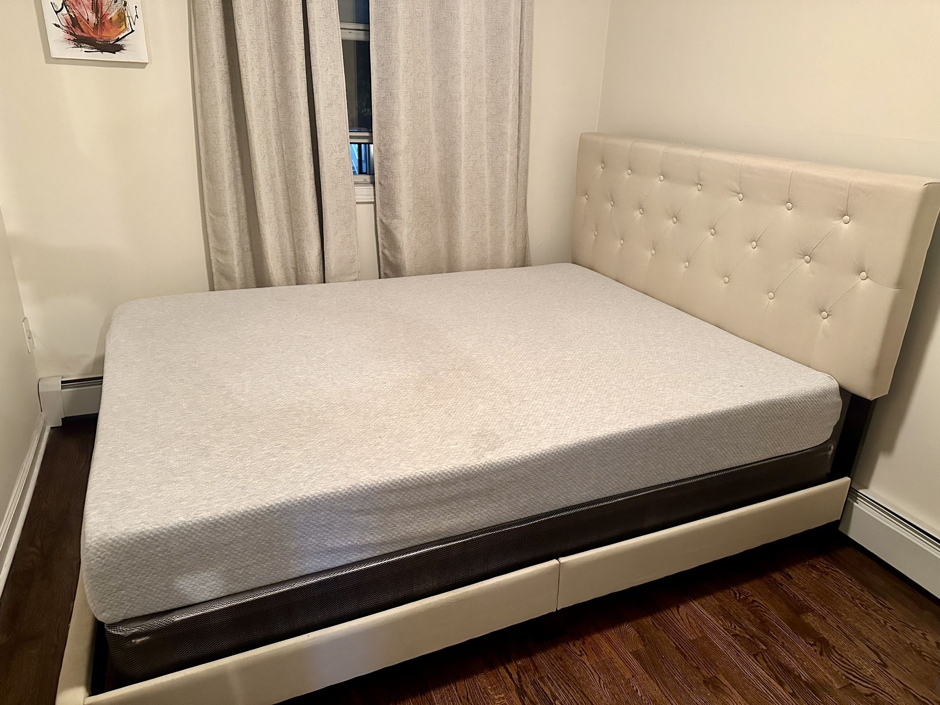 Tufted Upholstered Low Profile Bed - Queen