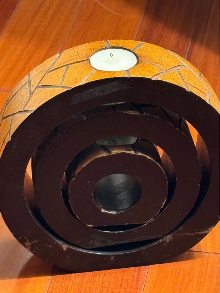 Hand-Carved Nesting Wooden Candle Holders - Set of 3 - Rustic Ch - photo 5