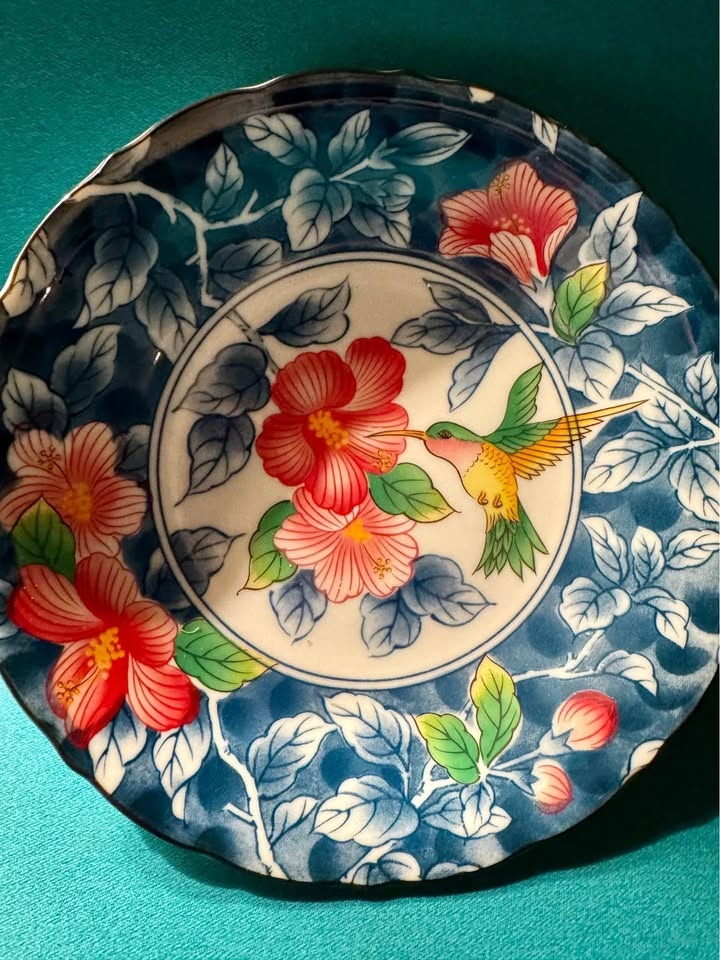 Vintage Oriental Porcelain Plate - Hummingbird & Hibiscus - Exce - photo 3