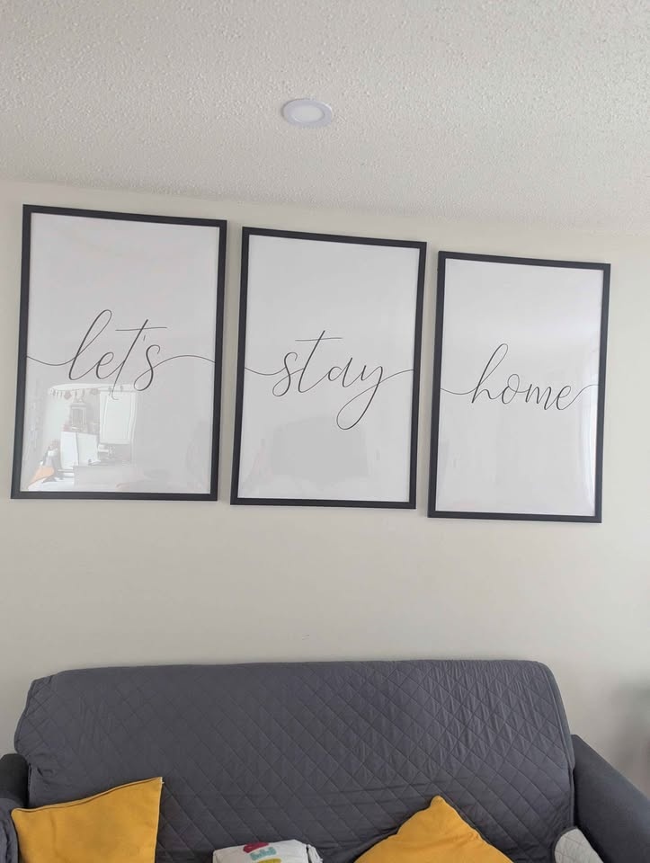 Set of 3 Let's Stay Home Decor Posters with Large Frames - photo 3