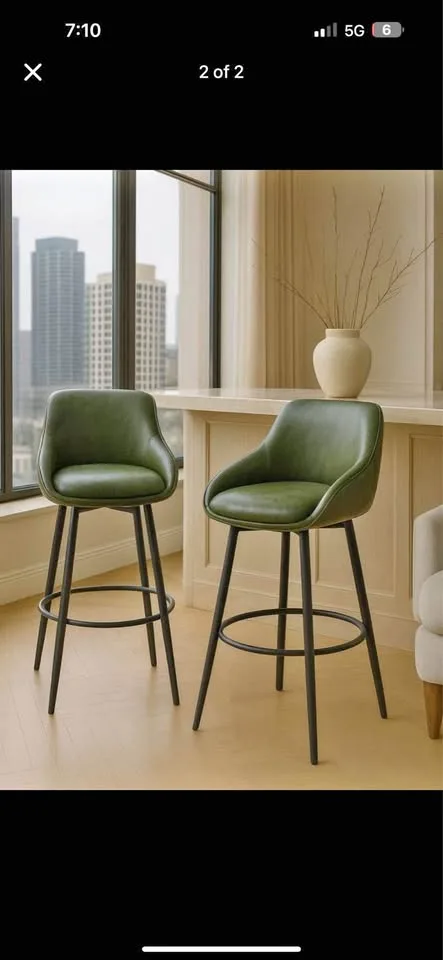 Leather Bar Stools – Set of 2 (Brand New) thumbnail