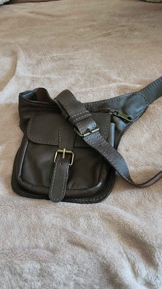 Dark Brown Leather Fanny Pack Waist Bag - photo 2