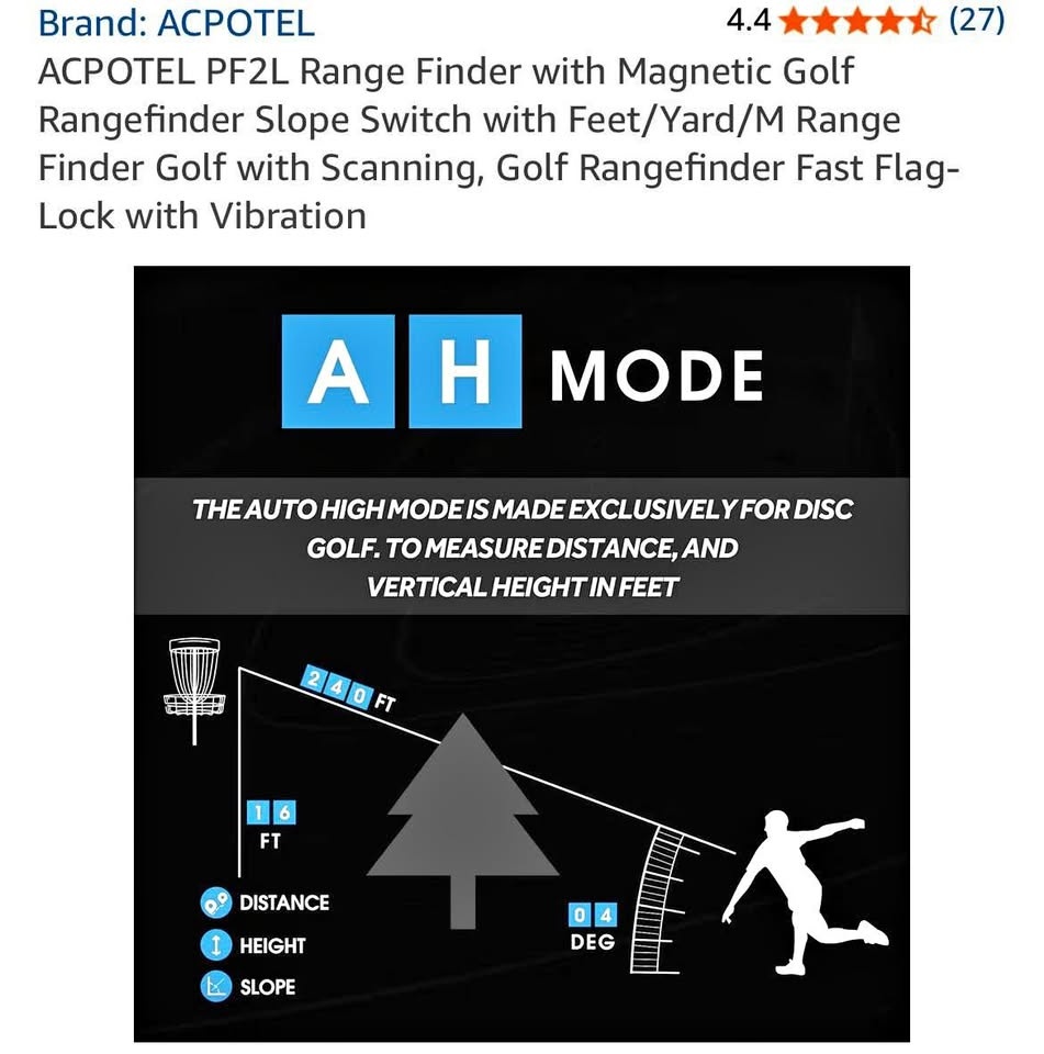 NEW ACPOTEL PF2L Golf Rangefinder w/ SLOPE, LCD, Magnetic Mount
