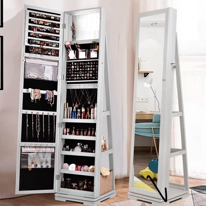White Jewelry Armoire with Mirror