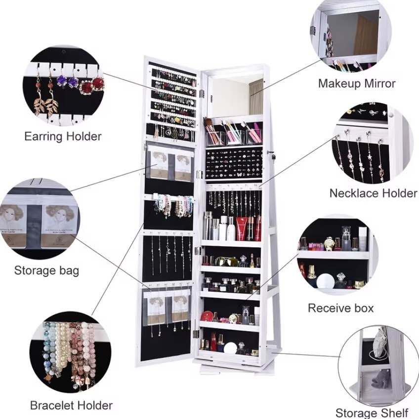 White Jewelry Armoire with Mirror - photo 2