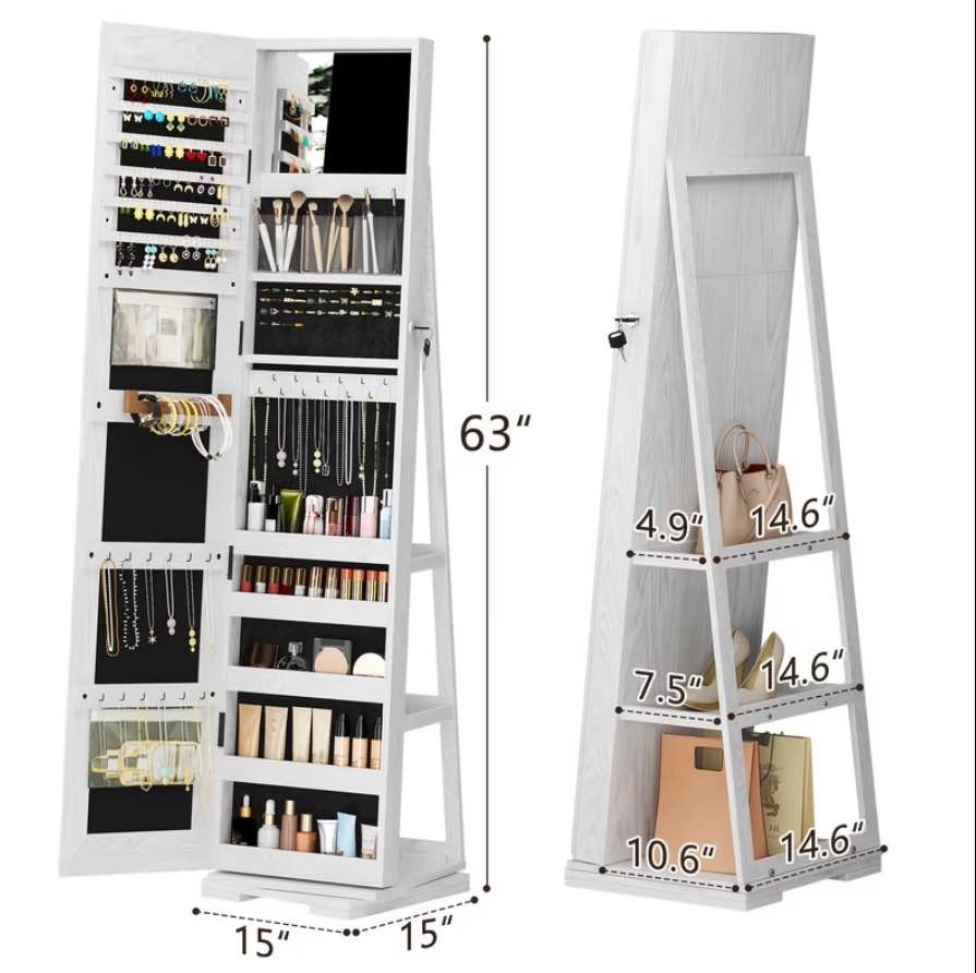 White Jewelry Armoire with Mirror - photo 3