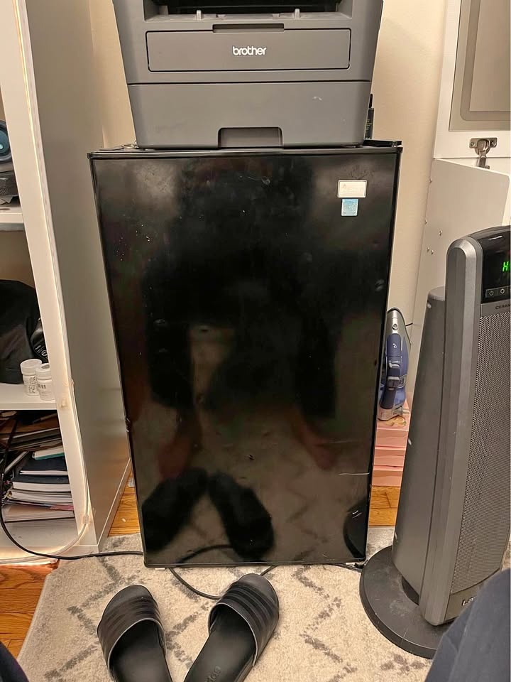 Mini fridge with freezer shelf
