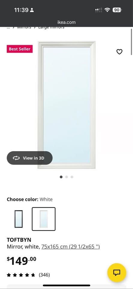 White Ikea Toftbyn Mirror - photo 2