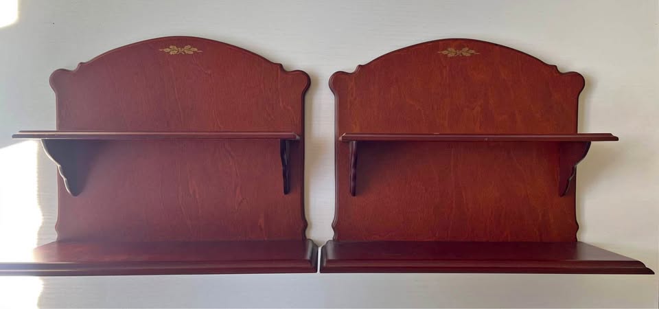 Set of two beautifully crafted vintage wooden shelves