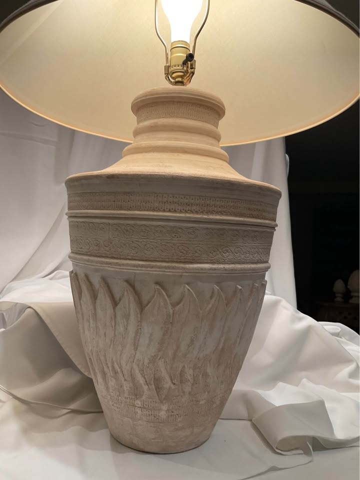Vintage Renwil 1980s Coastal Boho Chic Ceramic Table Lamp - photo 2
