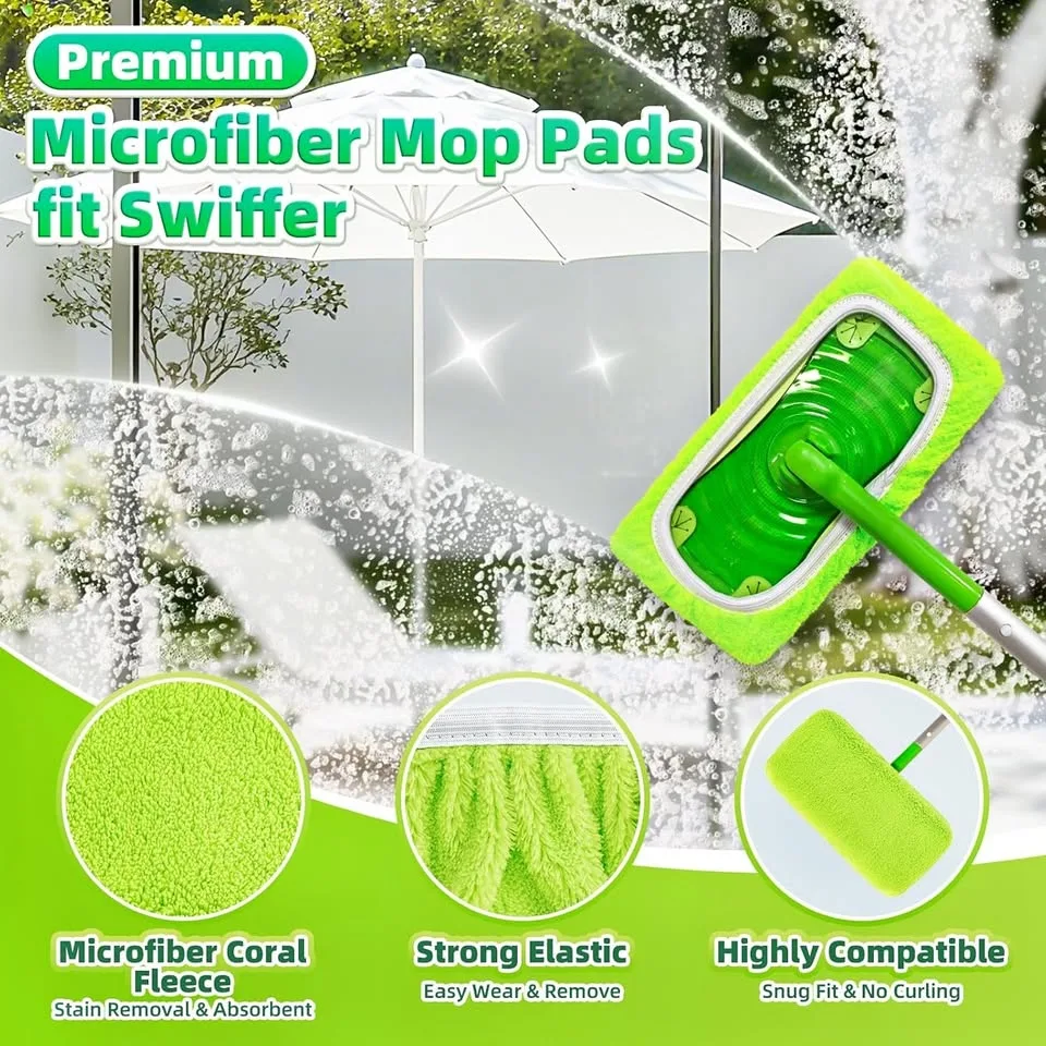New~Reusable Mop Pads Fit Swiffer Sweeper Mop, Microfiber(6 PK) thumbnail