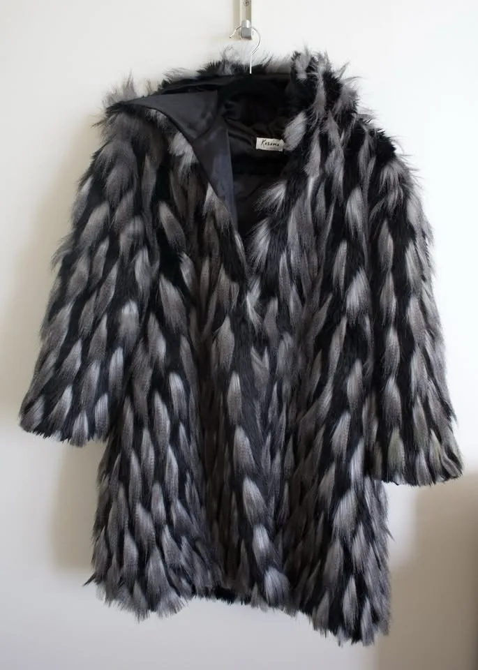 Faux Fur Fuzzy Black Hooded Jacket image indicator(3)