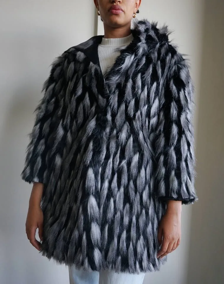 Faux Fur Fuzzy Black Hooded Jacket image indicator(5)