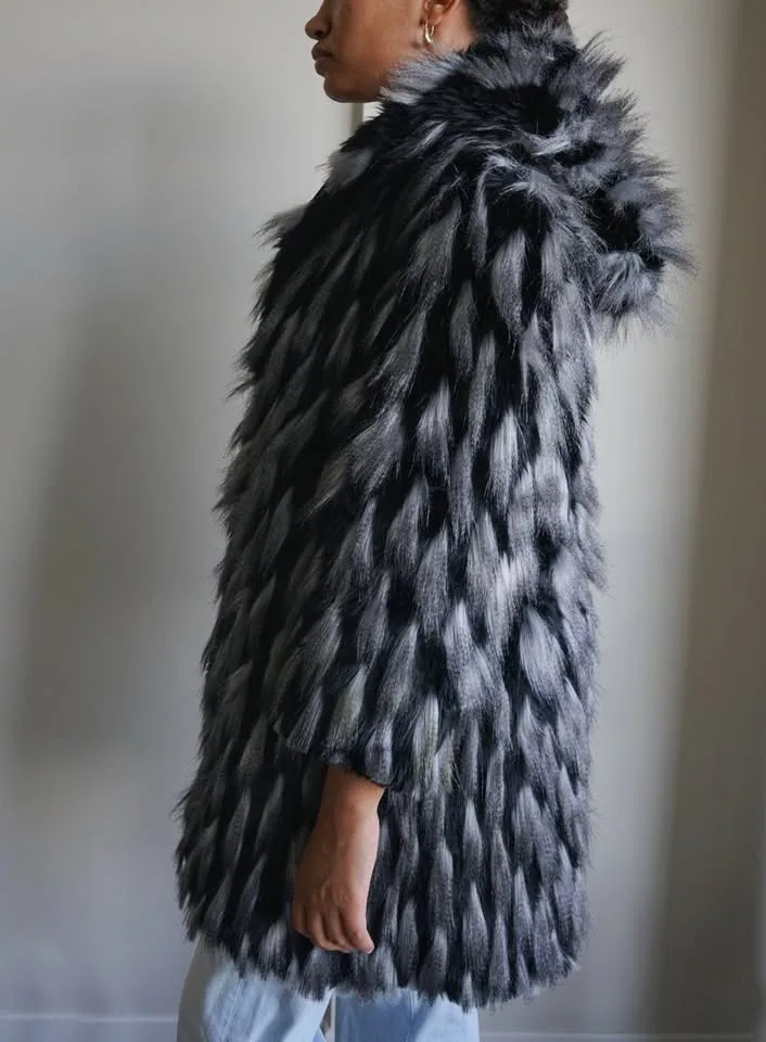 Faux Fur Fuzzy Black Hooded Jacket image indicator(6)