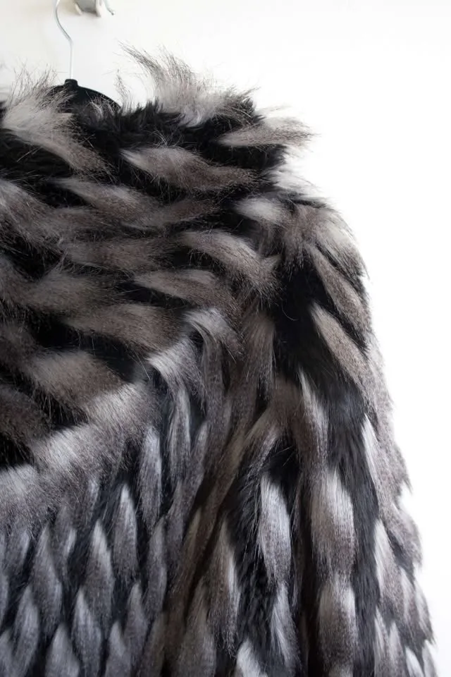 Faux Fur Fuzzy Black Hooded Jacket image indicator(8)