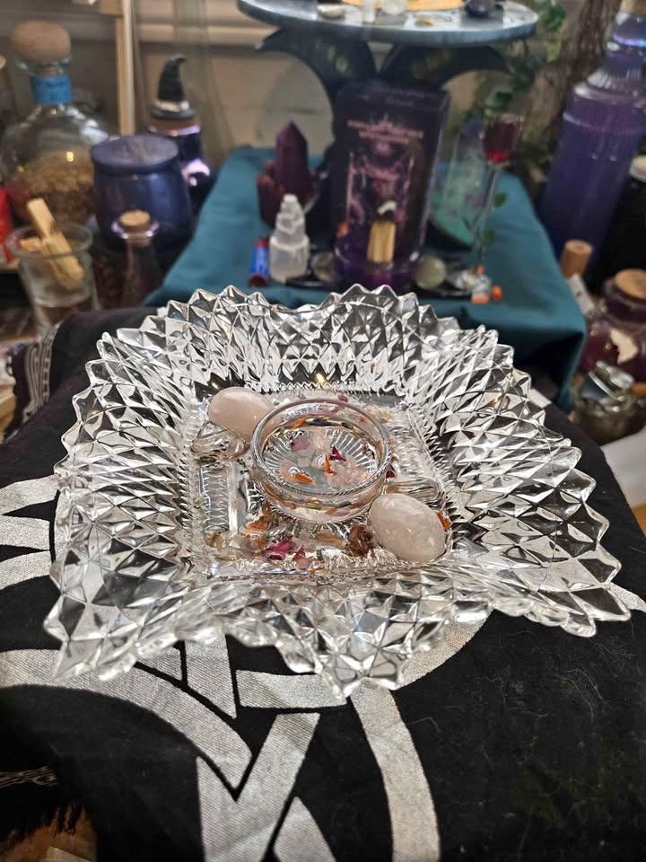 Self love candle holder and protection embedded with real crysta