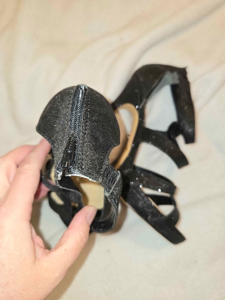 Nina Black Sparkly Strappy High Heels - Size 7 - photo 2