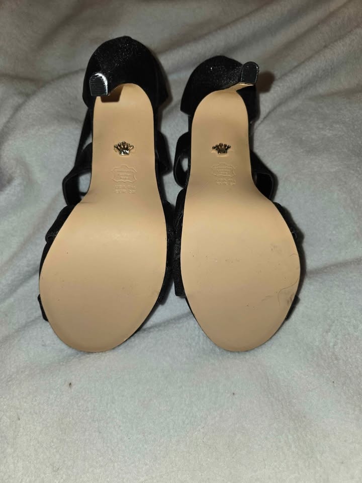 Nina Black Sparkly Strappy High Heels - Size 7 - photo 3