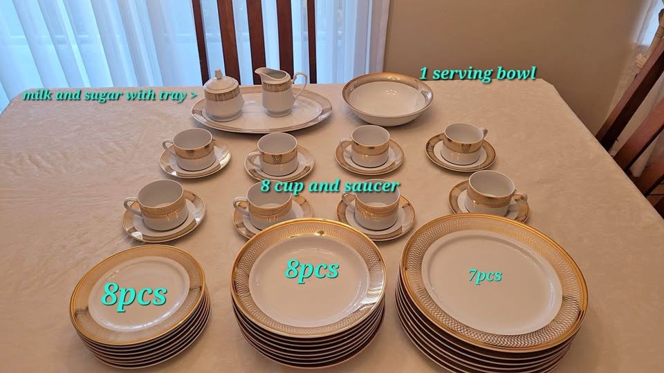 Elegant 43-Piece White & Gold Dinnerware Set