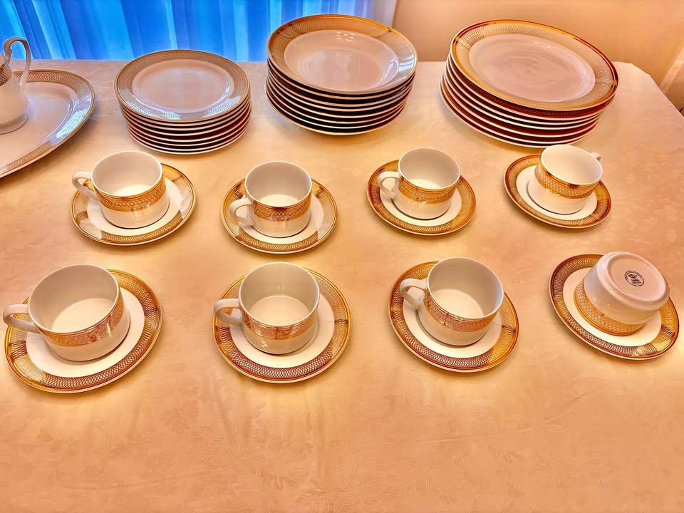 Elegant 43-Piece White & Gold Dinnerware Set - photo 2