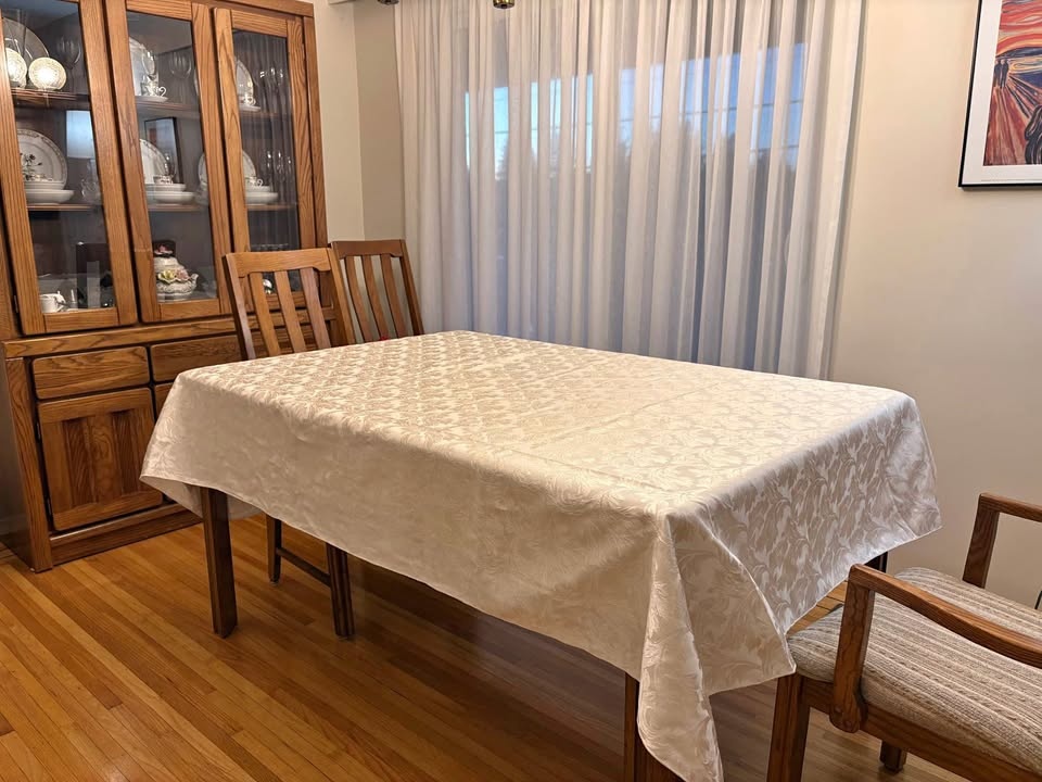 Cream Motif Tablecloth 58"X 102"