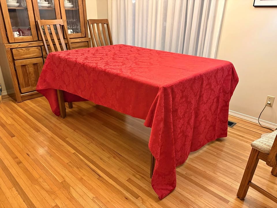 Red Motif Tablecloth 115" x 56"