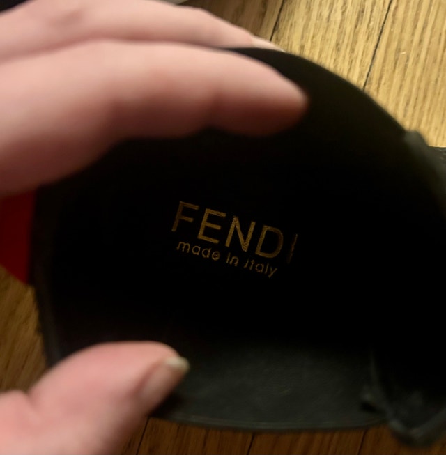 FENDI BLACK SUEDE PLEXI STUD SLIP ONS - photo 2