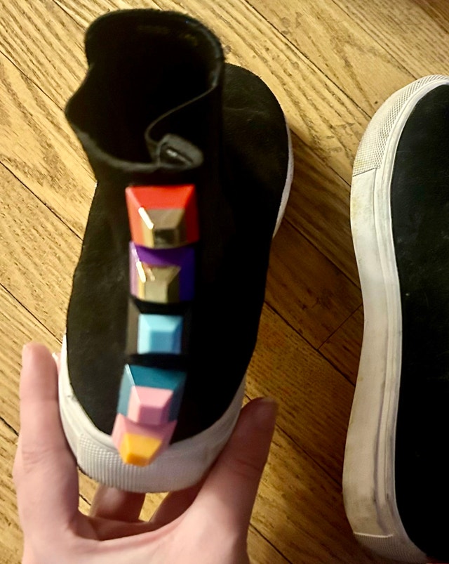 FENDI BLACK SUEDE PLEXI STUD SLIP ONS - photo 3