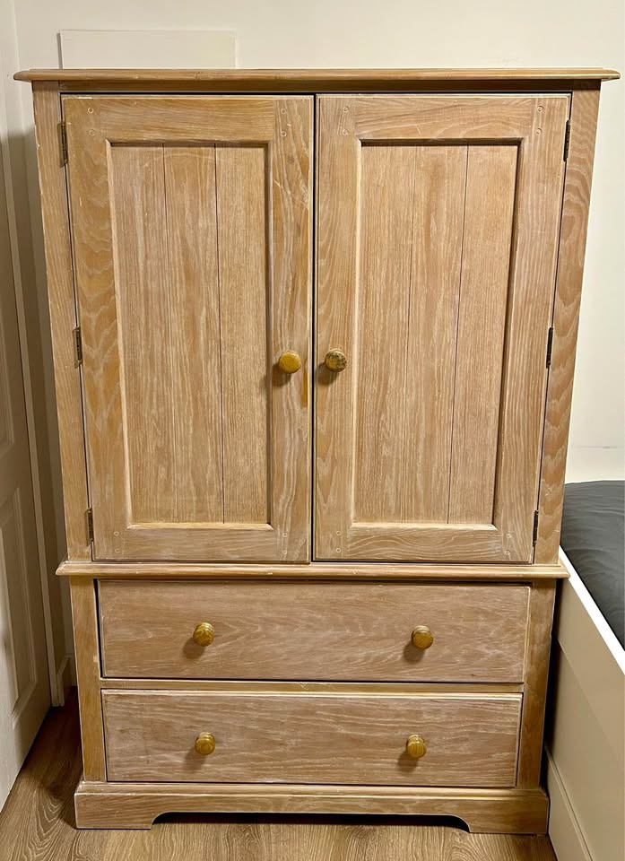 Vintage-looking Wooden Storage Cabinet + Drawers