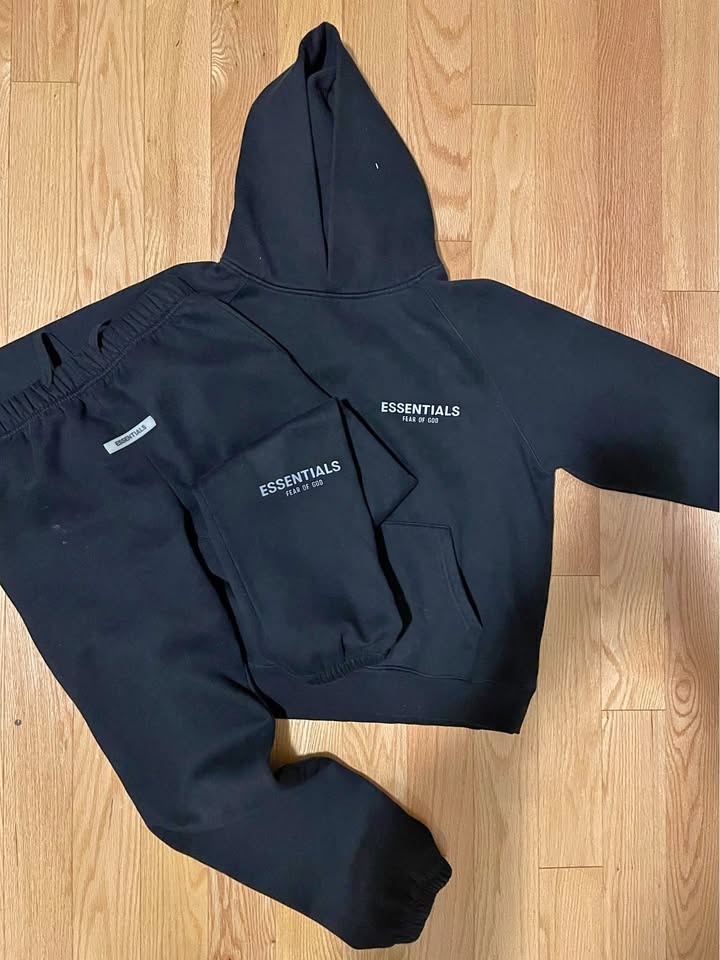 Fear of God Essentials Black Reflective Hoodie Small