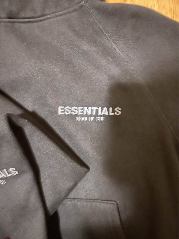 Fear of God Essentials Black Reflective Hoodie Small - photo 2