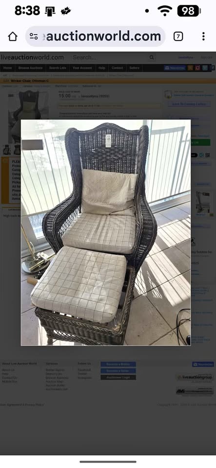 Malasian Wicker Chairs and Ottoman + Custom Cushions