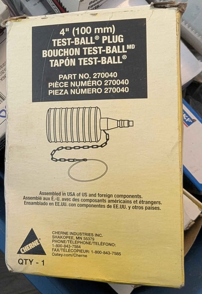 BRAND NEW Cherne 270040 Rubber Test Ball Pipe Plug, 4" - photo 2