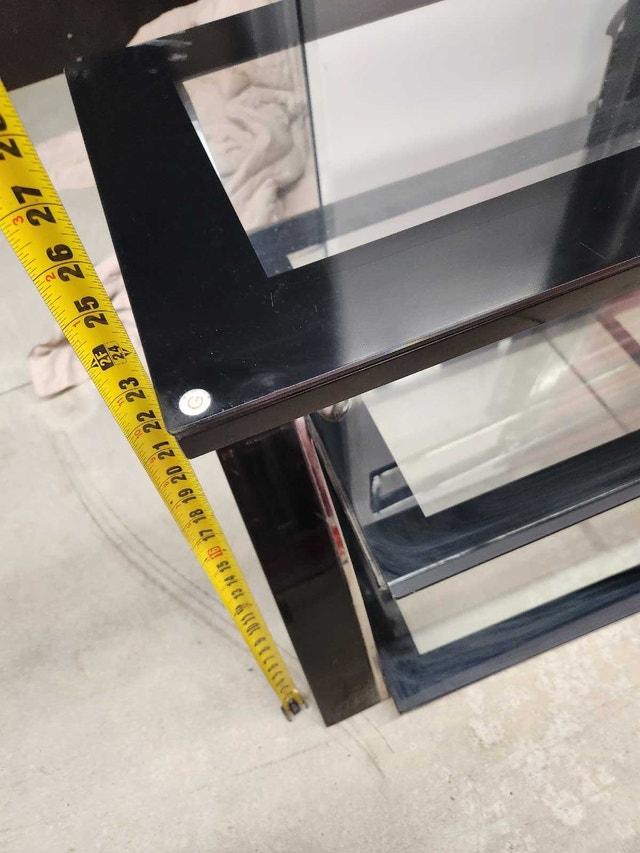 TV Stand with Mount - Black Frame, 3 Glass Shelves - photo 3