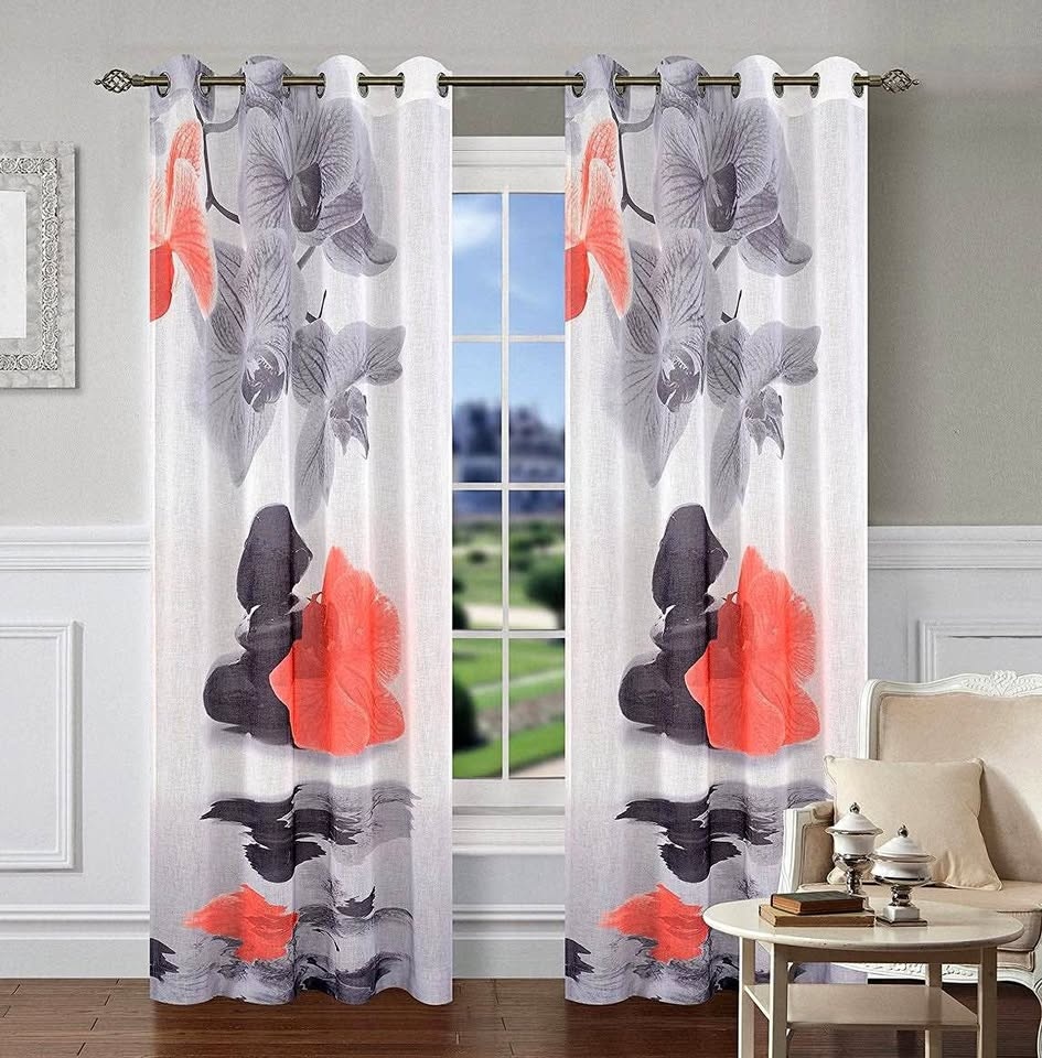 Sheer Floral 96” Curtains - 4 Panels