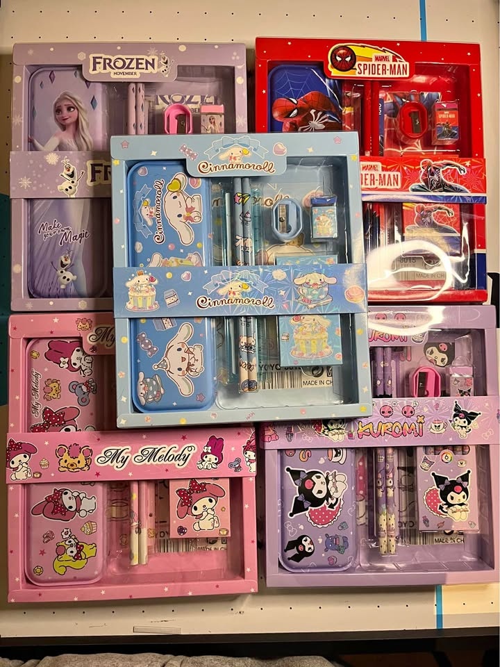 Sanrio Stationery Metal Pencil Case & Crayons