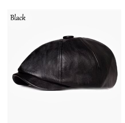 PU Leather Octagonal Cap Unisex Berets Newsboy Hats