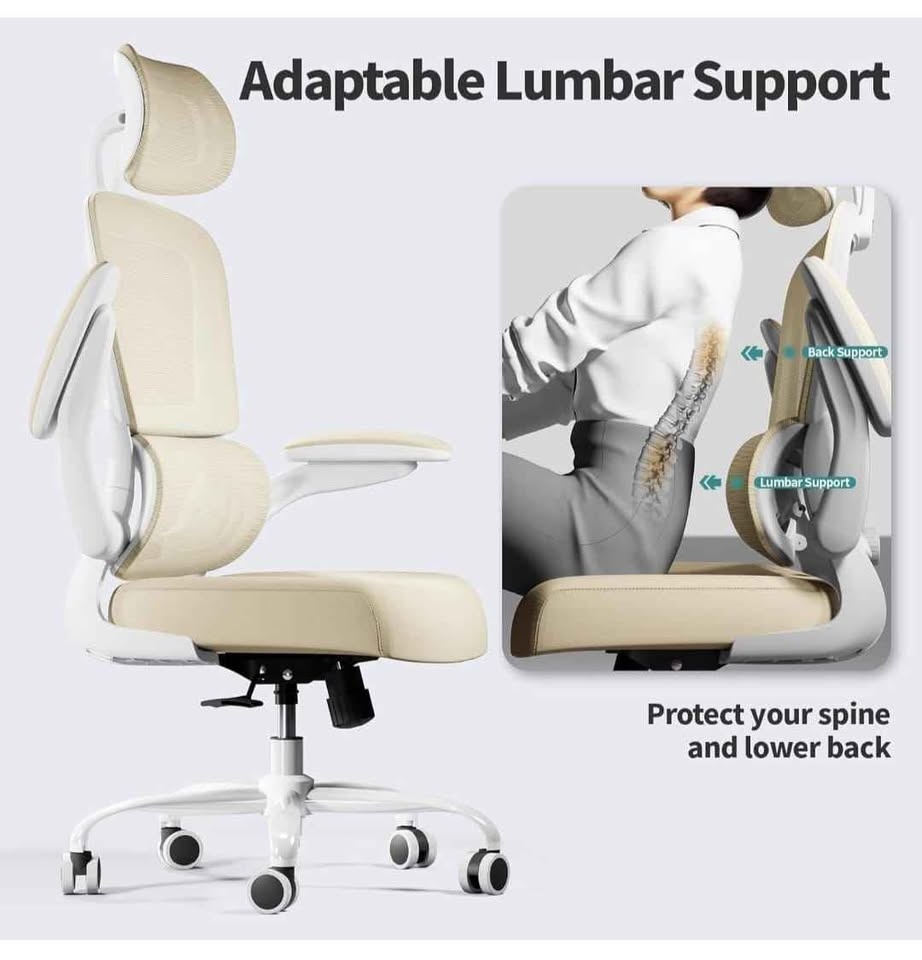 NEW Beige Ergonomic Office Chair - 330 lbs Capacity - photo 2