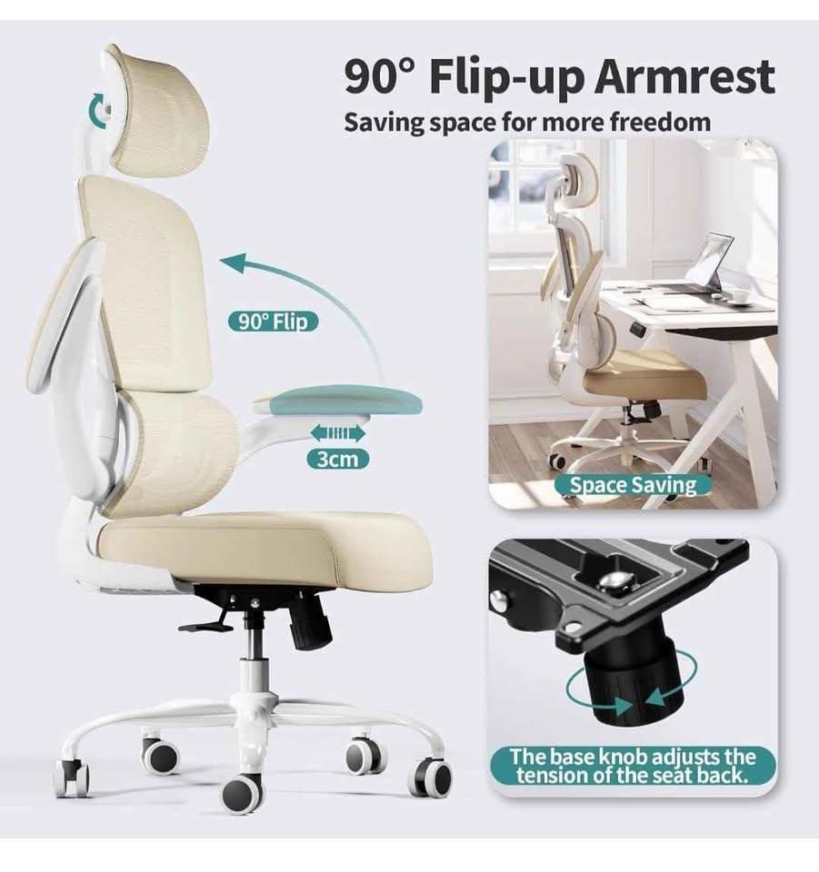 NEW Beige Ergonomic Office Chair - 330 lbs Capacity - photo 4