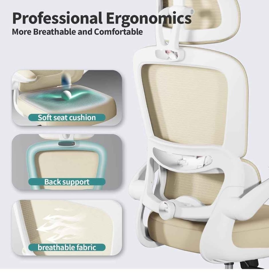 NEW Beige Ergonomic Office Chair - 330 lbs Capacity - photo 5