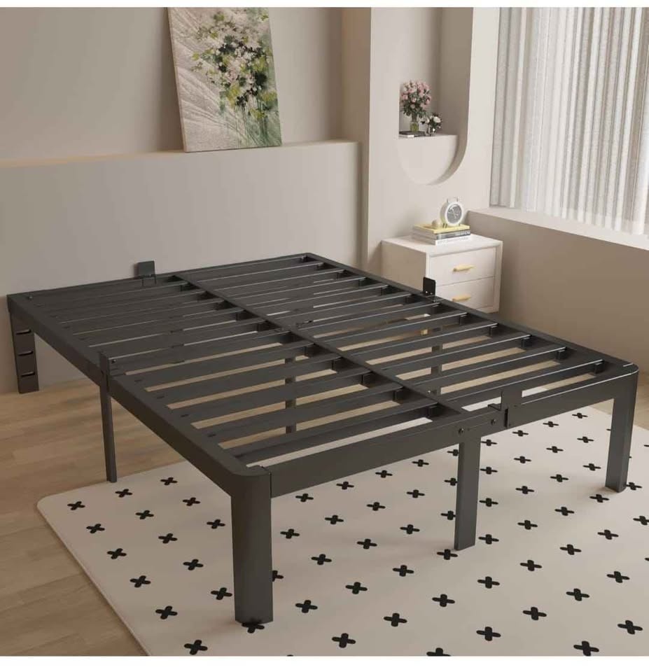 14 Inch Queen Bed Frame with Metal Gaskets, Black - photo 2