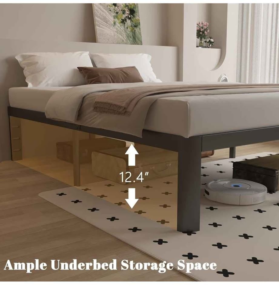 14 Inch Queen Bed Frame with Metal Gaskets, Black - photo 3