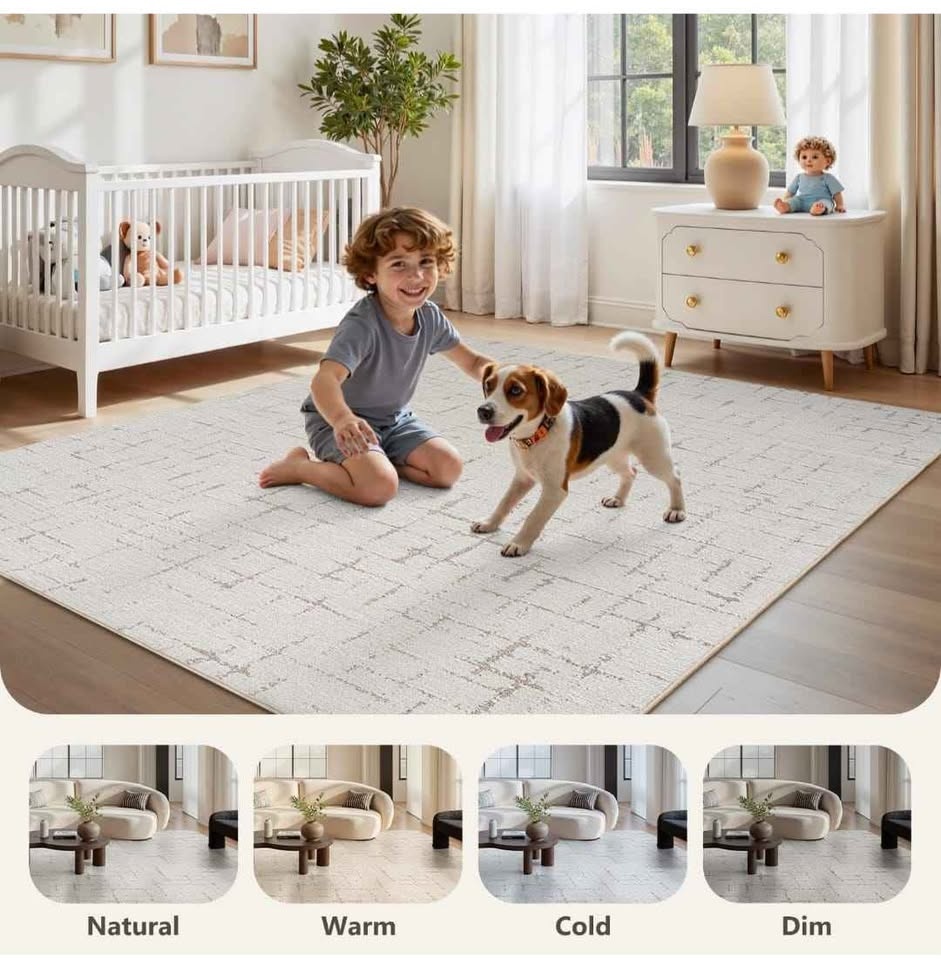 8x10 Beige Area Rug - Brand New Tufted Jacquard - Non-Slip - photo 3